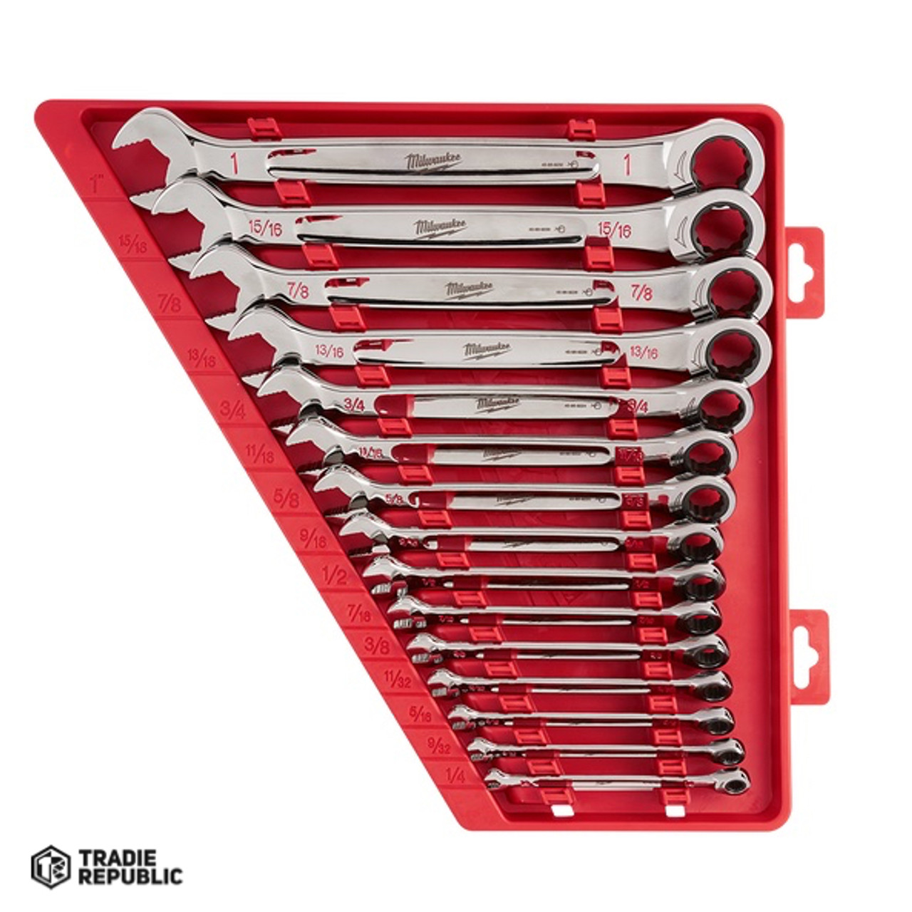 48229416 Milwaukee 15pc Ratcheting Comb Wrench Set-IMP