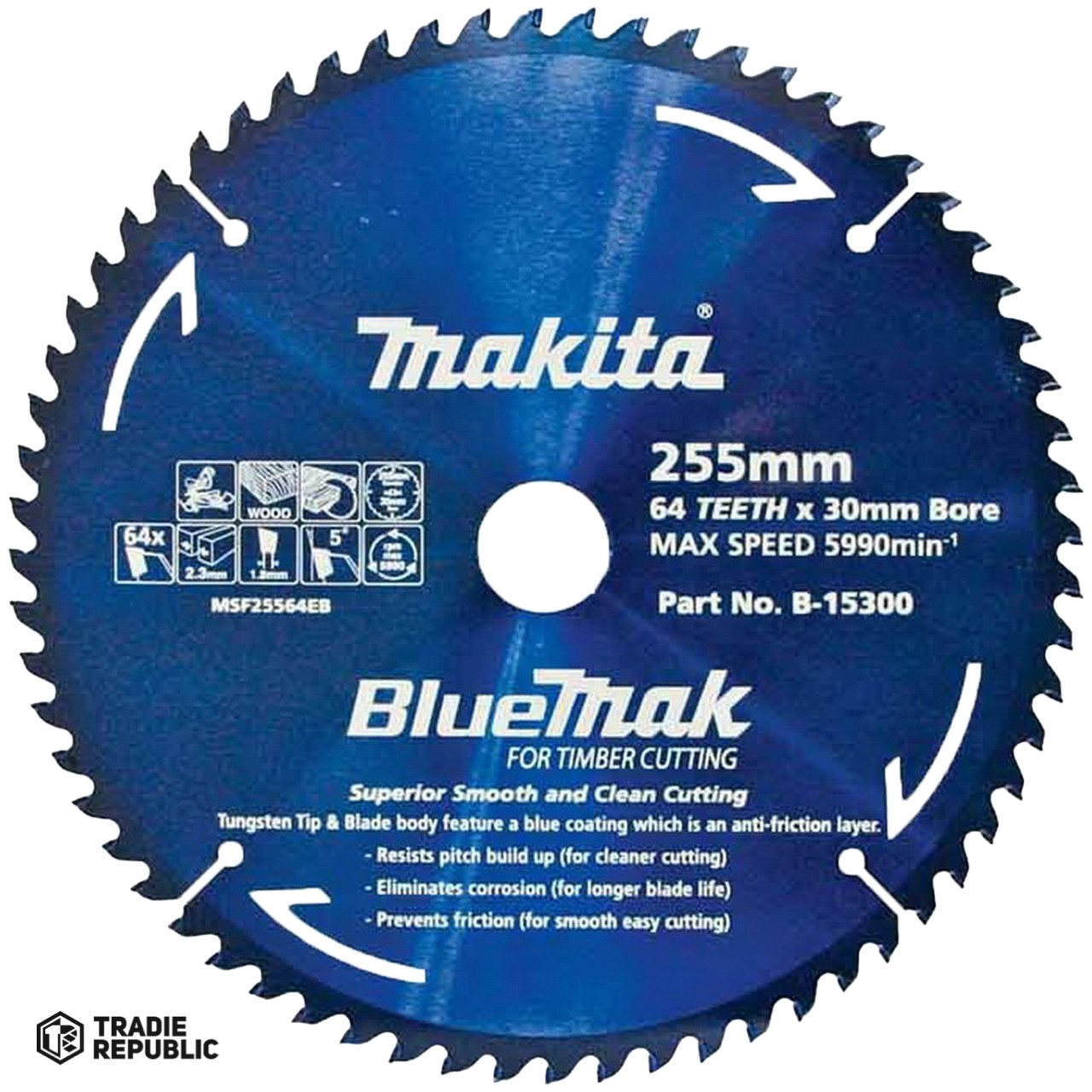 B-15300 Makita Bluemak Tct Blade 255mm 64T