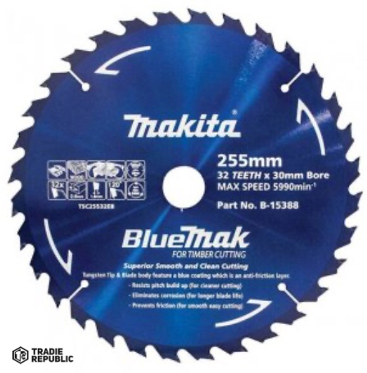 B-15388 Makita Bluemak Tct Blade 255mm 32T