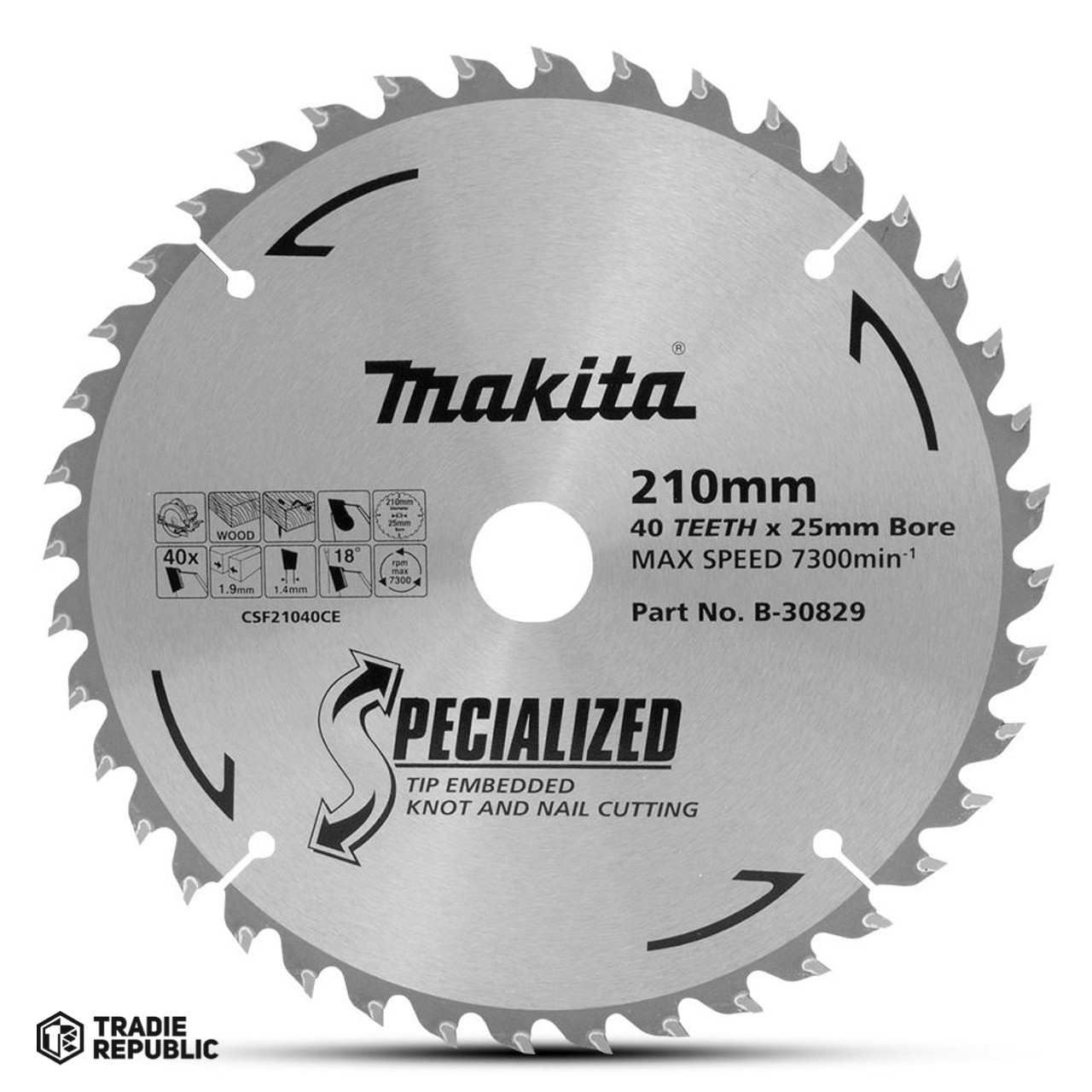 B-30829 Makita Sawblade TCT210x25x40T WD/NAIL