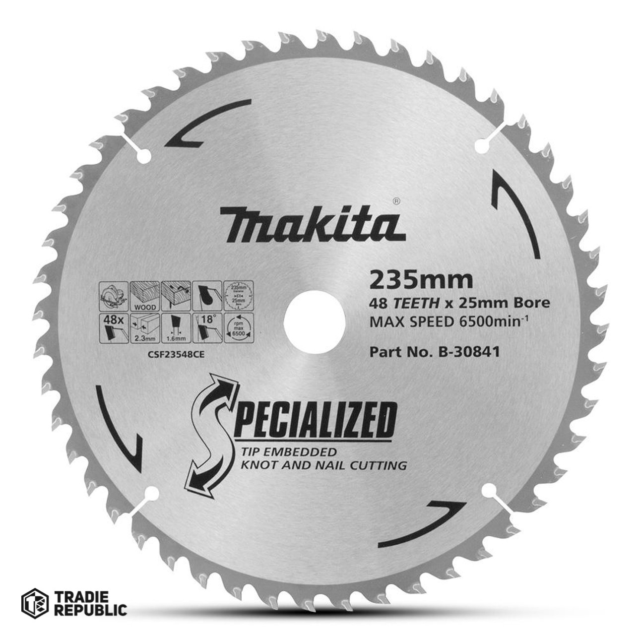 B-30841 Makita Sawblade TCT235x25x48T WD/NAIL