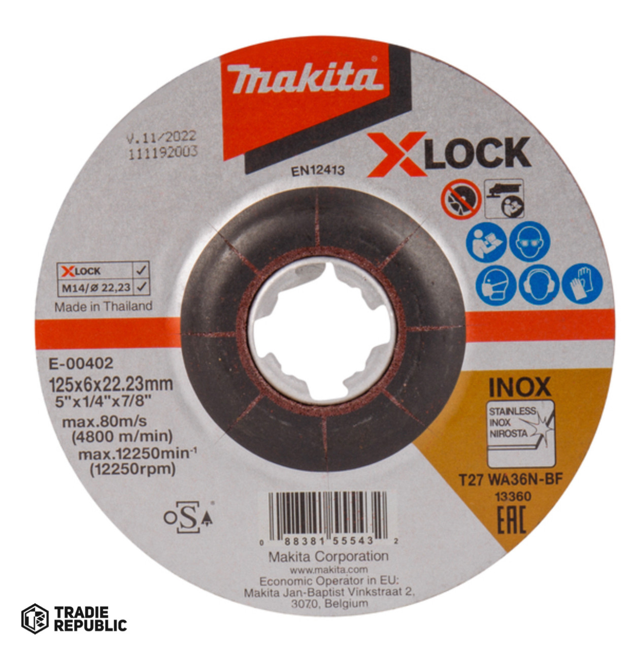 E-00402 Makita Grind Disc Xlock 125x6 Inox