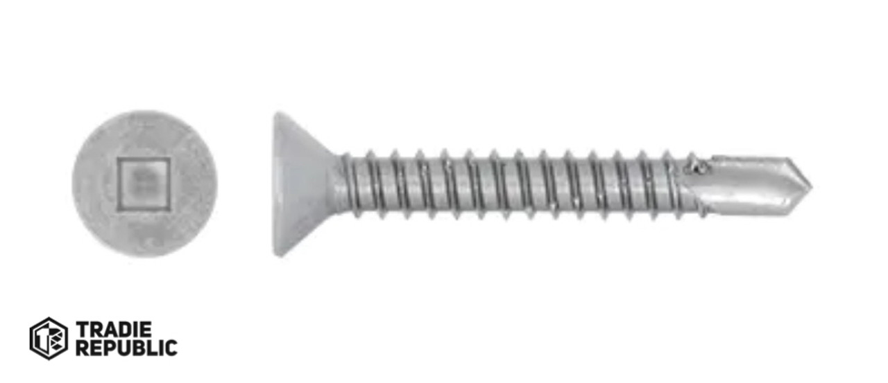  Galv CL3 CSK Square Drive Self Drilling Full Thread Screw