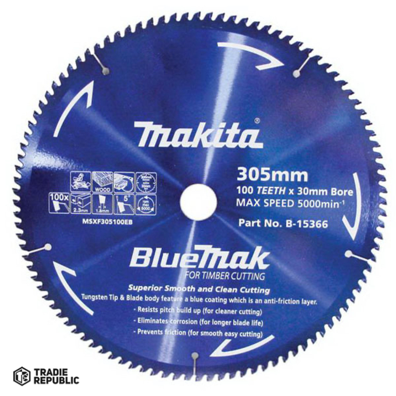 B-15366 Makita Bluemak TCT Circular Saw Blade 305mm 100T B-15366