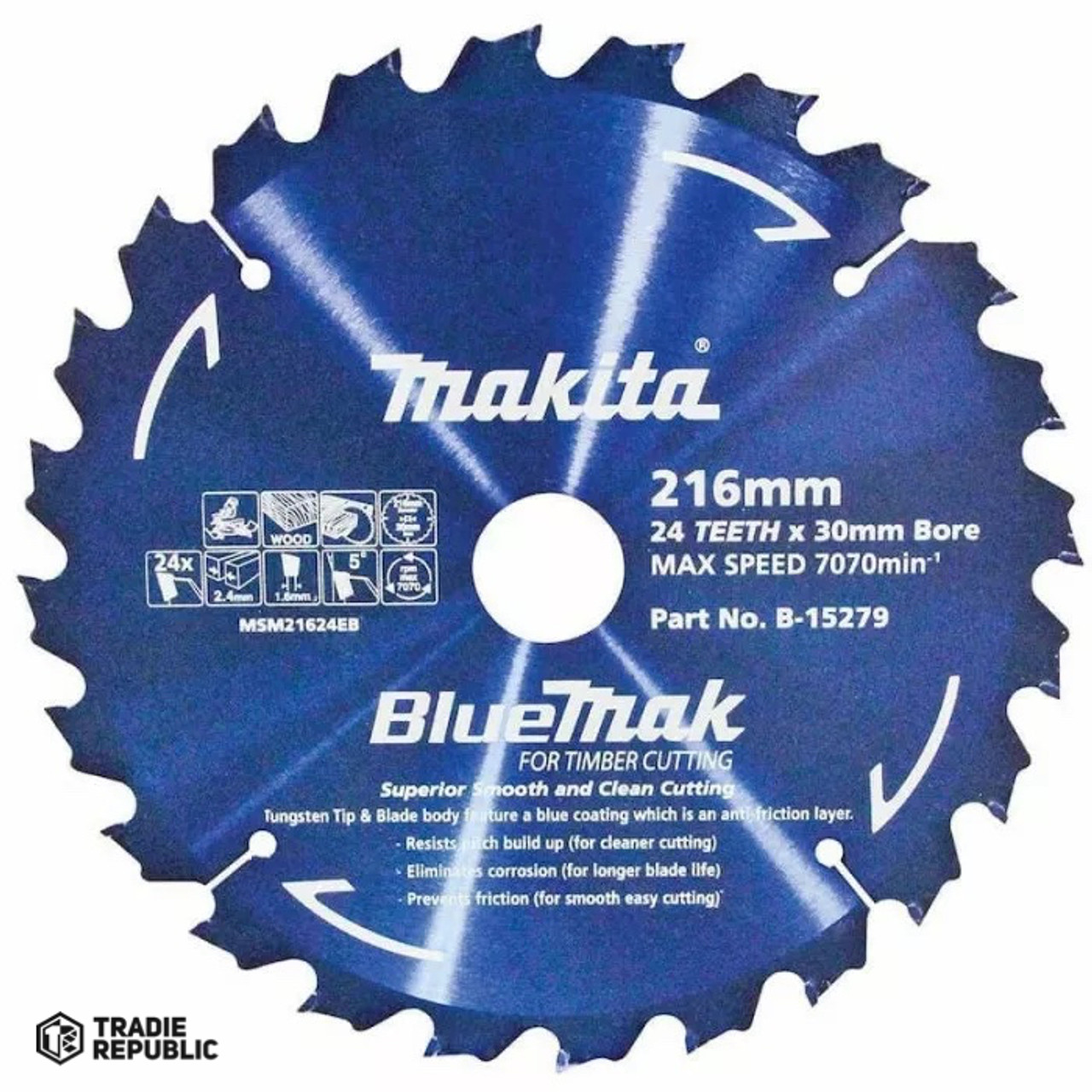 B-15279 Makita B-15279 Bluemak Saw Blade 216mm 24T