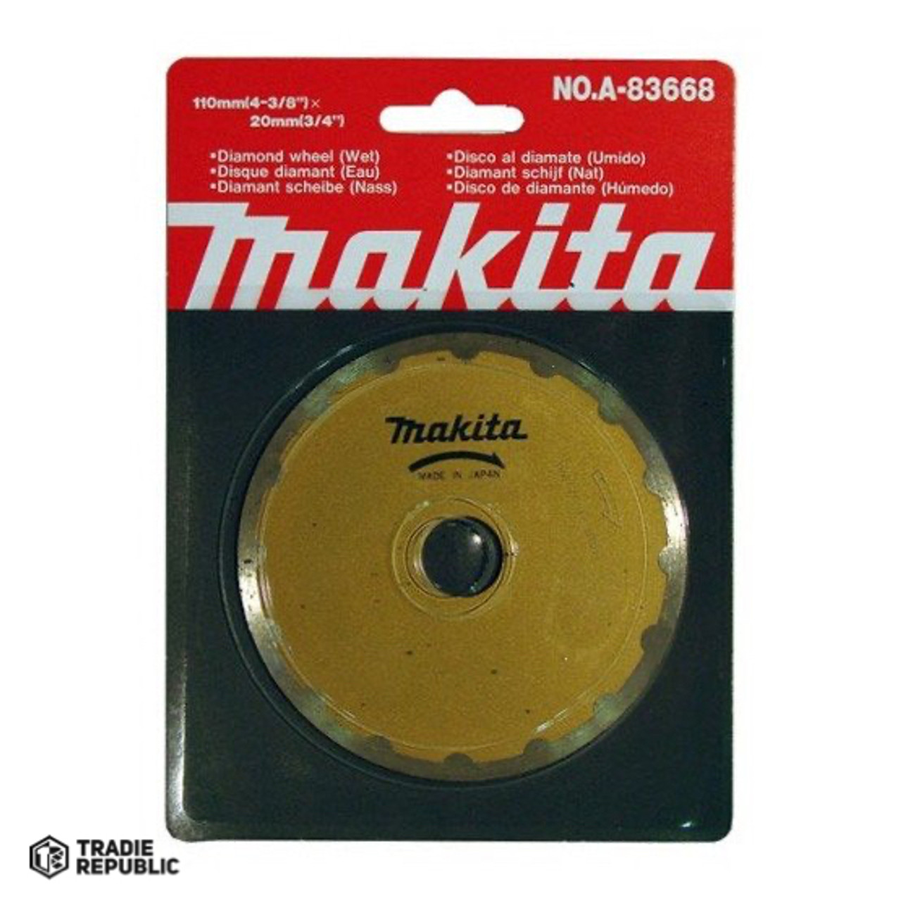 A-83668 Makita A-83668 110mm Continuous Rim Tile & Marble Diamond Blade - 20mm Bore