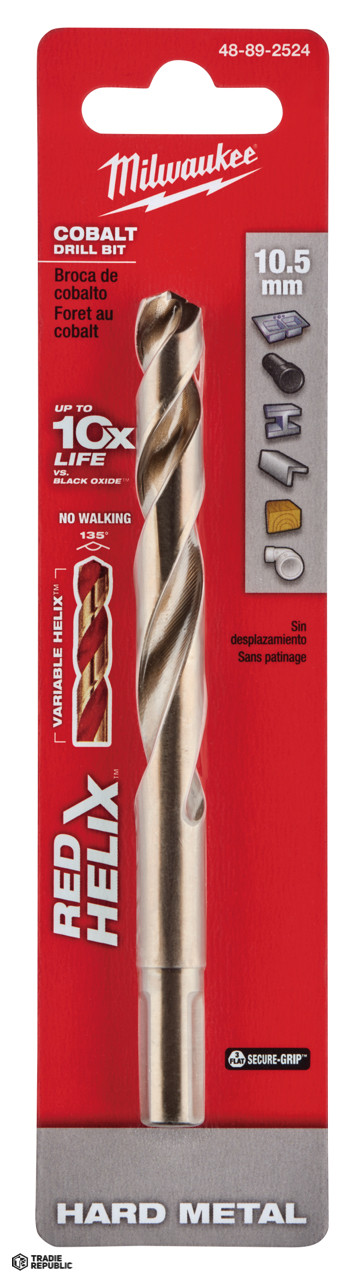 Milwaukee Cobalt Red Helix Punta Da Trapano Per Metallo Duro E Acciaio Inox - 135° Split Point, Flauto Parabolico Per Rimozione Trucioli - 2