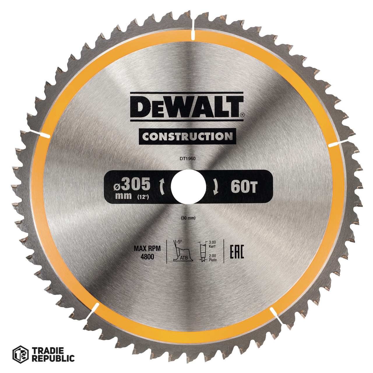 DT1960-QZ DeWalt Saw Blade Construction 305mm x 30 x 60T Wood
