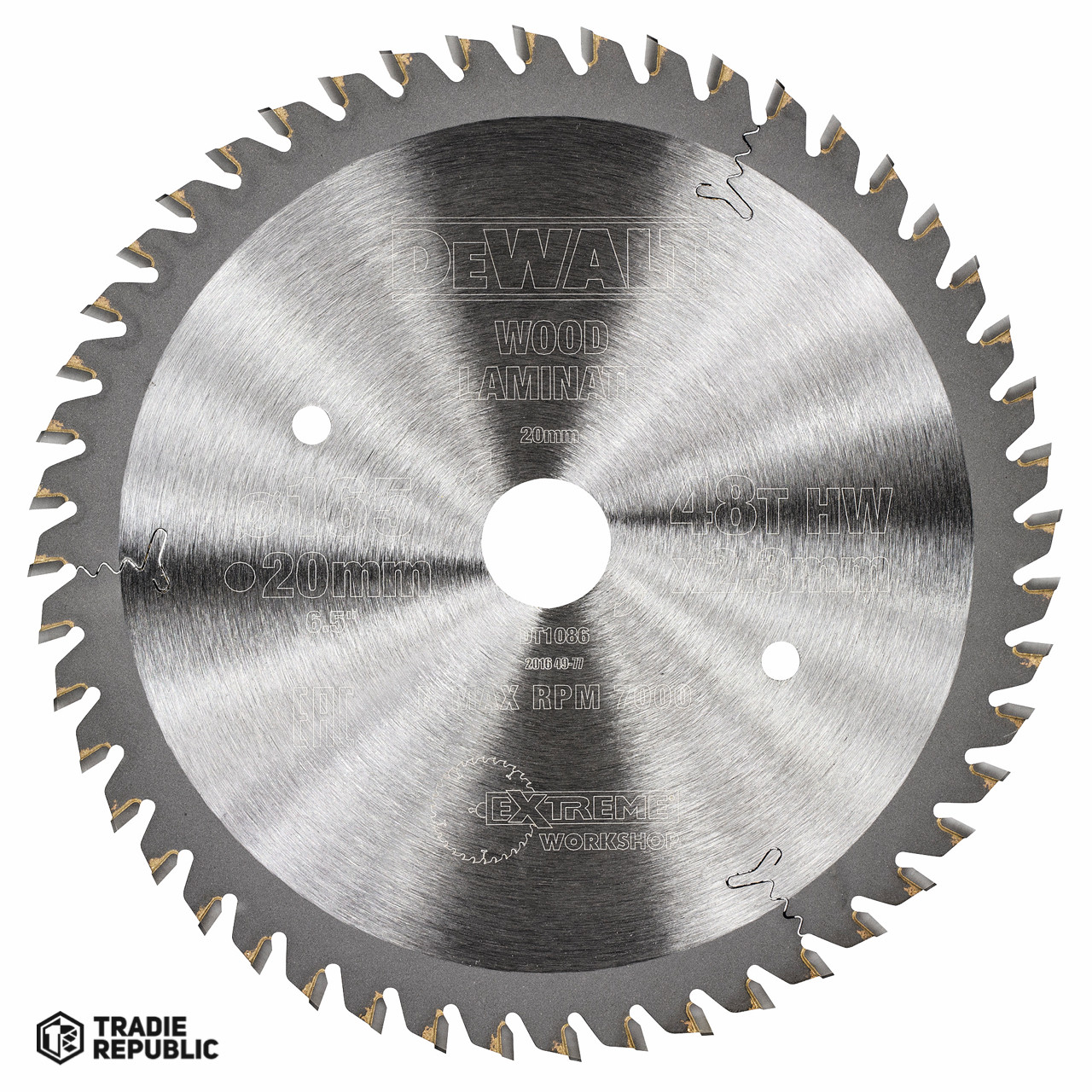 DeWalt Saw Blade Extreme 165mm x 20 x 48T TCG Laminates Tradie Republic