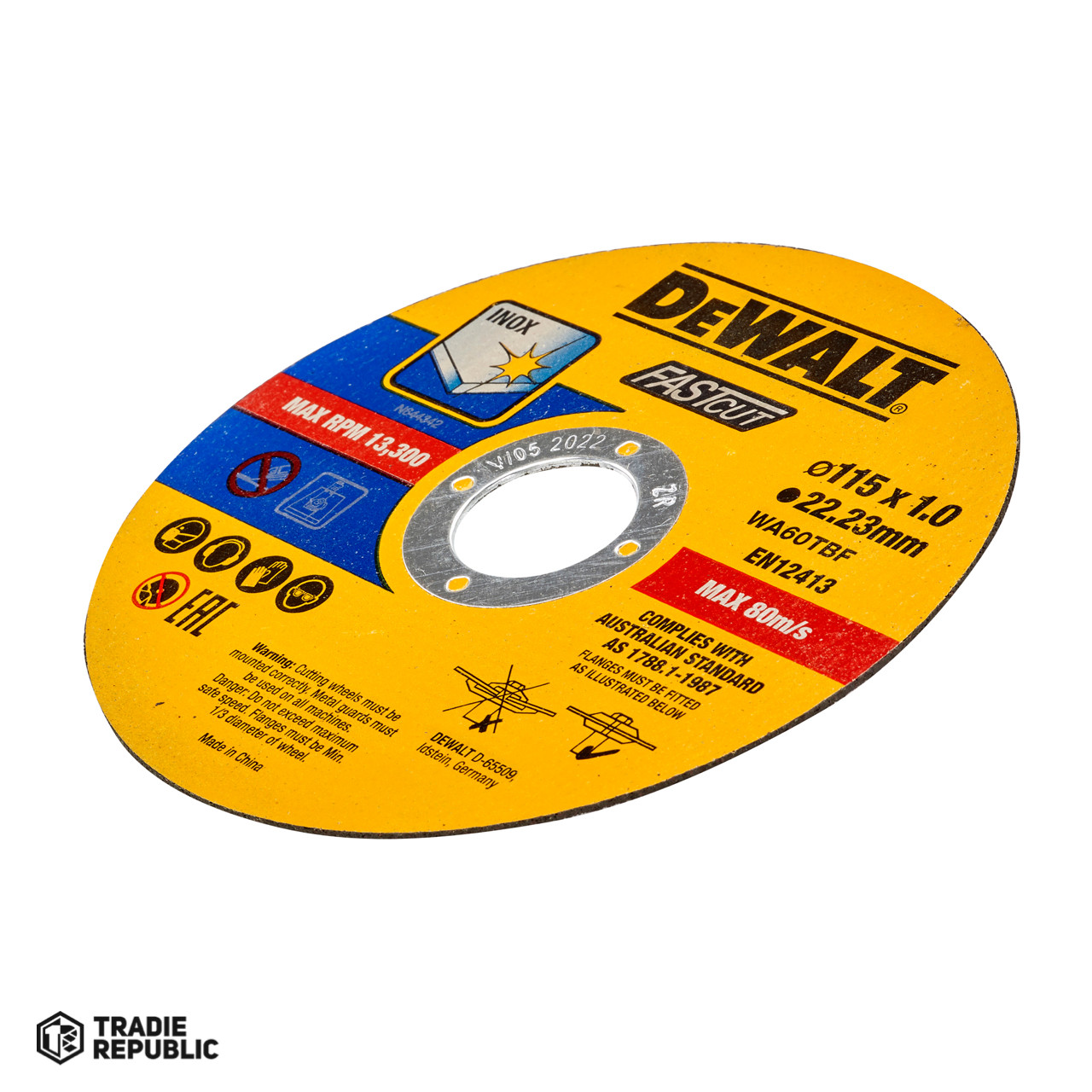 DT43971-QZ DeWalt High Performance Bonded Disc Thin Fast Cut (10 x Tin) 115mm x 1.0mm x 22.23mm