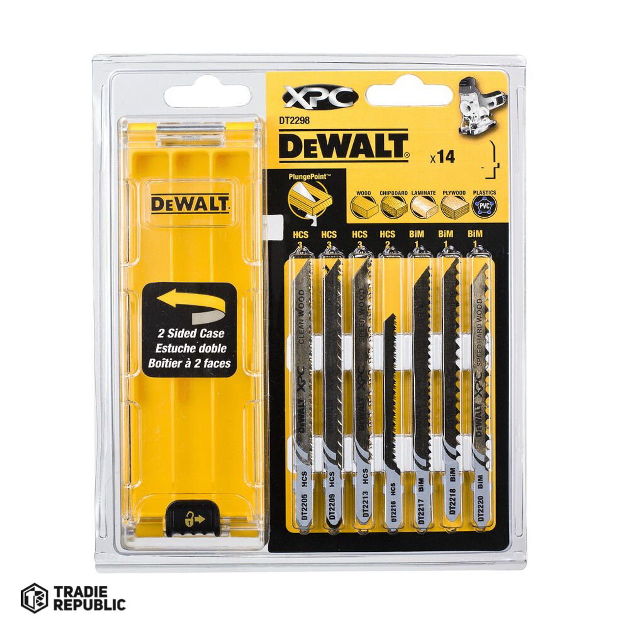 DT2298-QZ DeWalt Jigsaw Blade Set Hcs & Bimetal Wood 14Pc