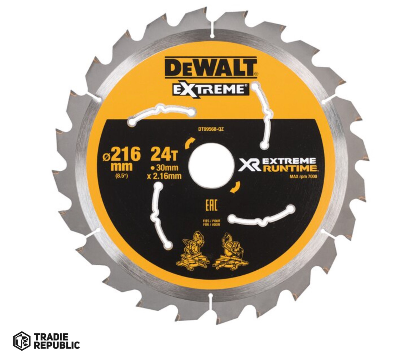 DT99568-QZ DeWalt Saw Blade XR Extreme Runtime 216mm x 30 24T Wood