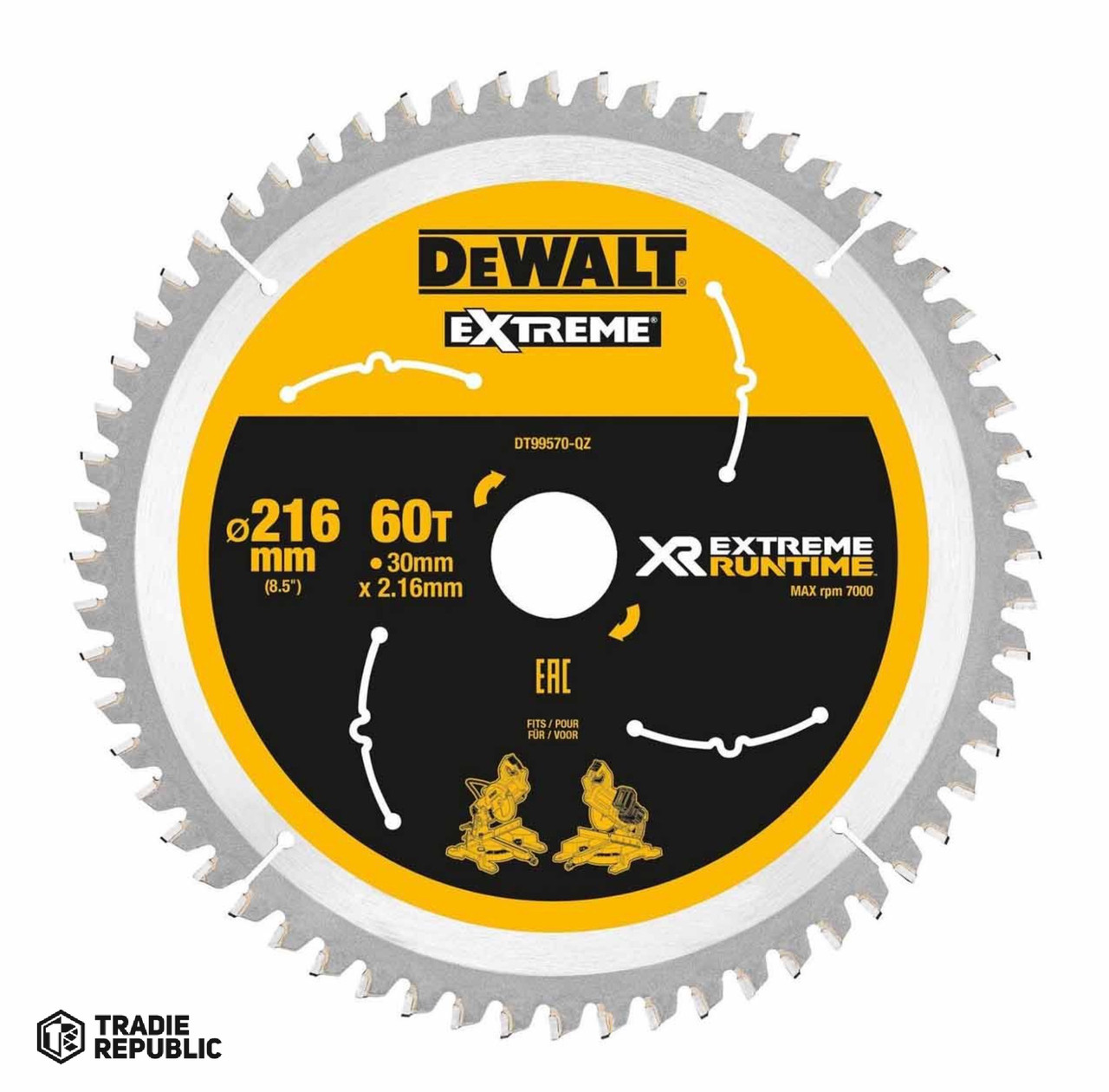 DT99570-QZ DeWalt Saw Blade XR Extreme Runtime 216mm x 30 60T Wood