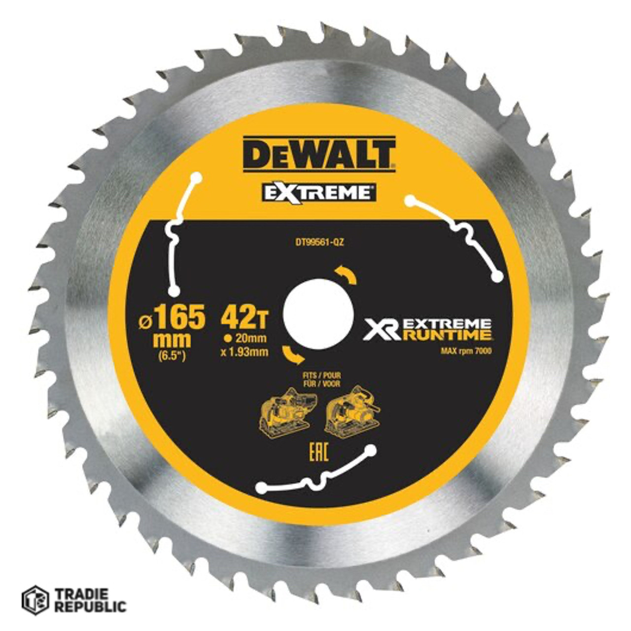 DT99561-QZ DeWalt Saw Blade XR Extreme Runtime 165mm x 20 42T Wood