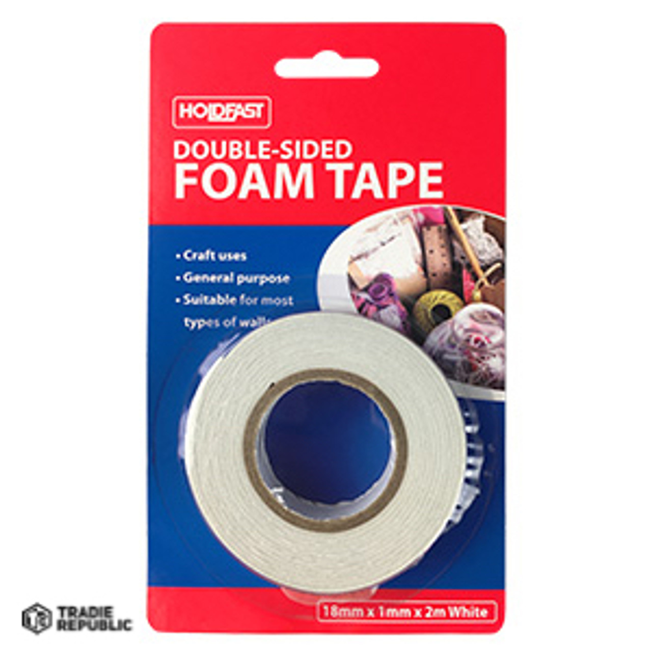 00163 Holdfast Double Sided Foam Tape 18mm x 1.0mm x 2metres White