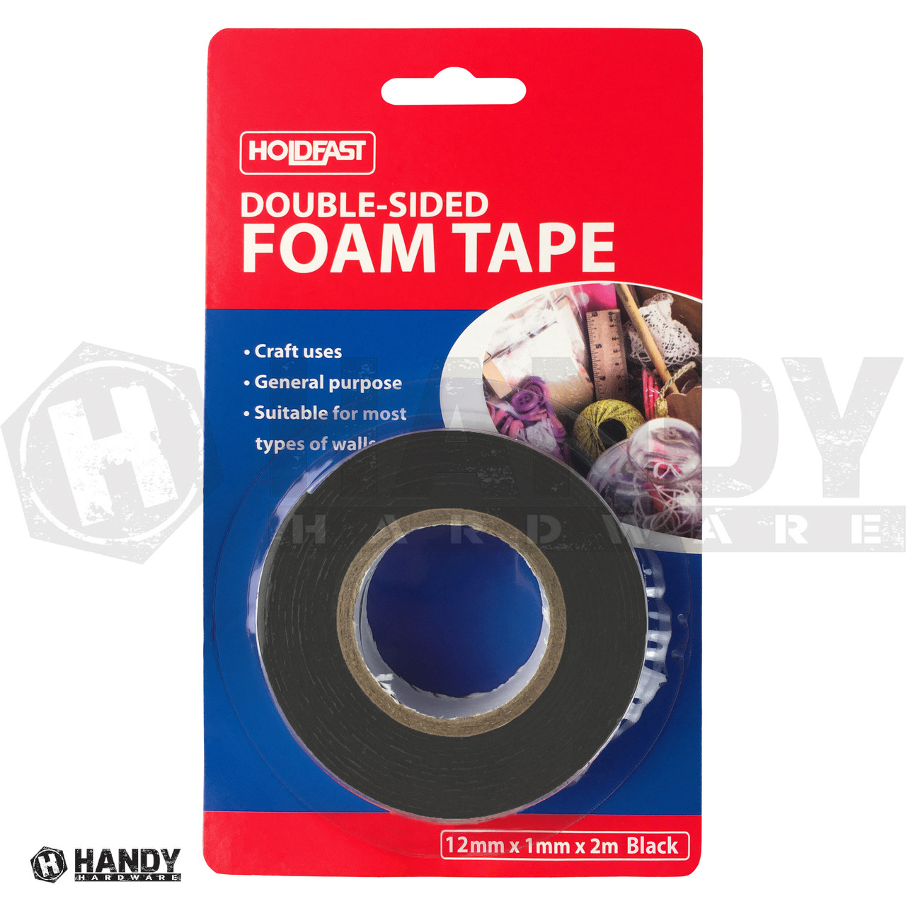 171112 Holdfast Gator Double Sided Foam Tape 12mm x 1mm x 2mr Black 171112