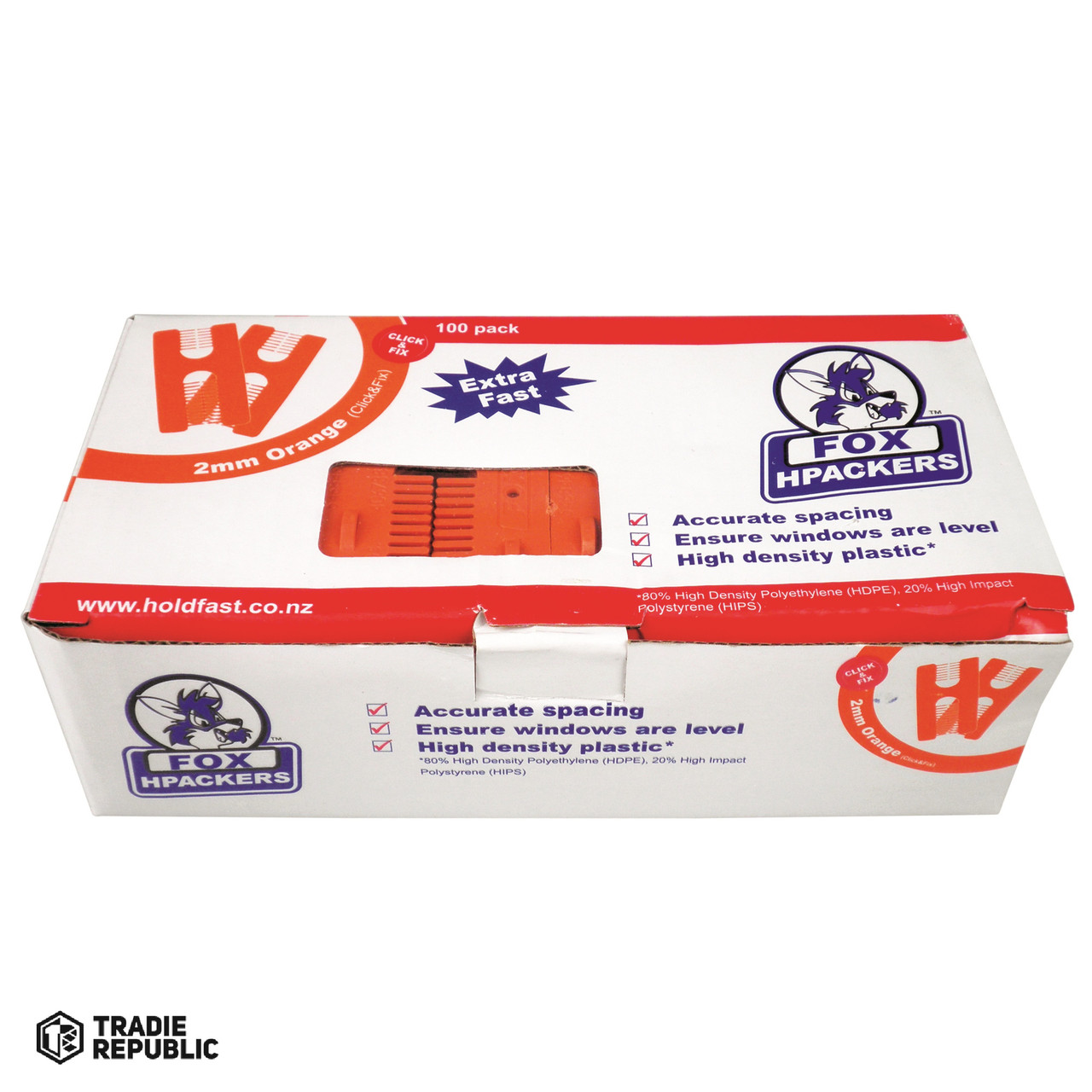 Fox H Packer Click & Fix 2mm 100pk ORANGE - Tradie Republic