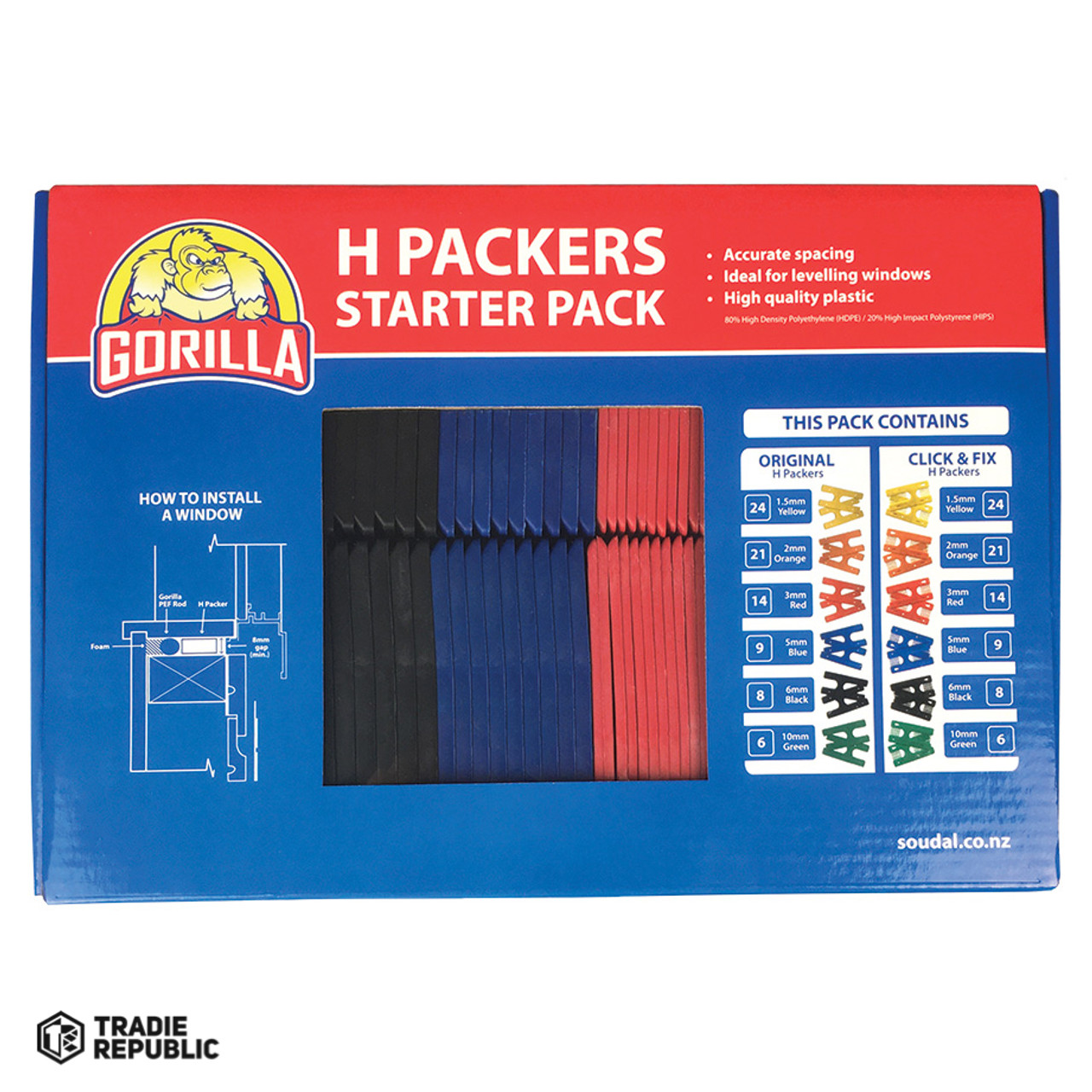 39163 Fox Assorted Plastic Click n Fix' Wedge H Packers 164 pack 39163