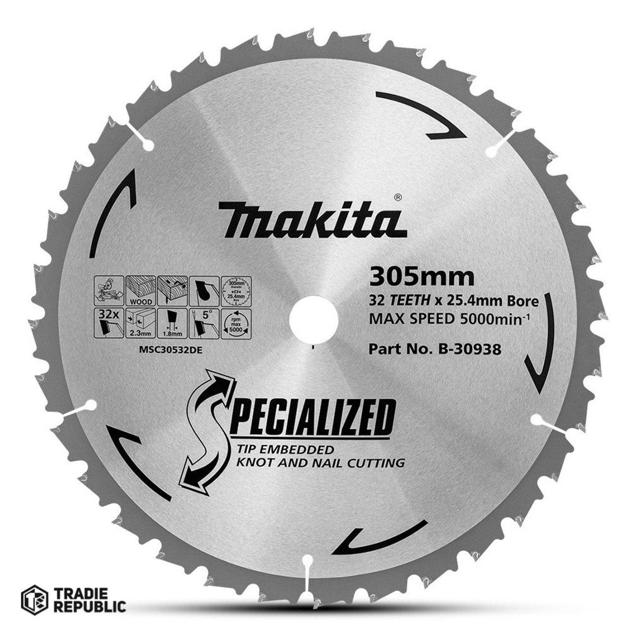 B-30938 Makita Saw Blade TCT305x25x32T WD/NAIL B-30938