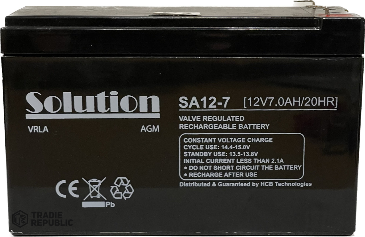 SA12/7 Solutions Sealed 12V/ 7 Amp Hour Battery