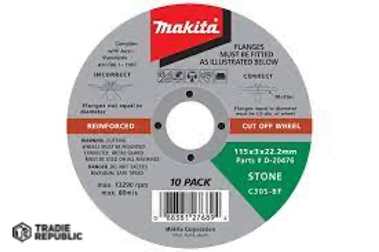D-20476-10 Makita 10PCS C/O Wheel 115x3mm Stone