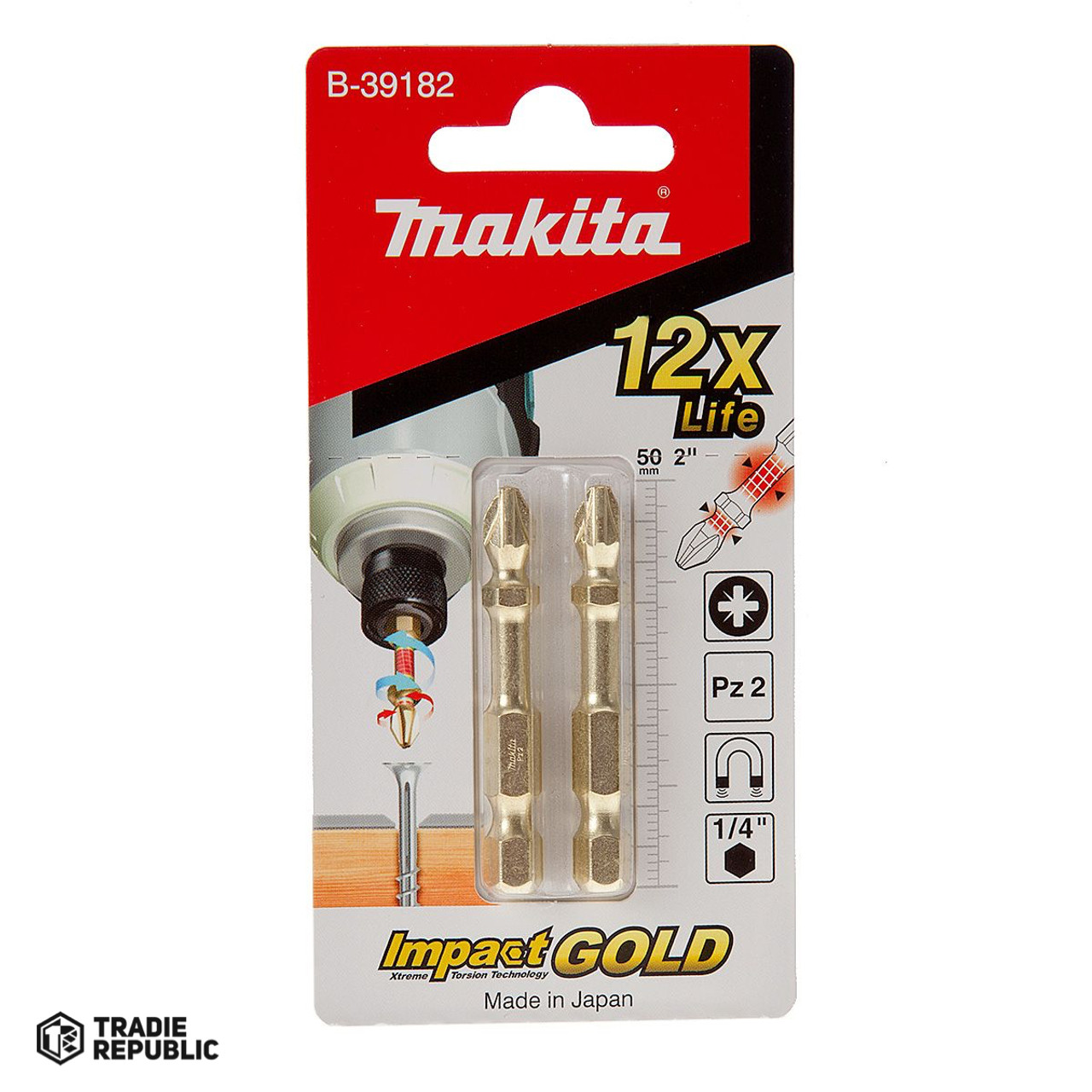 B-39182 Makita 2PKPZ2x50mm Screw Bit I.G