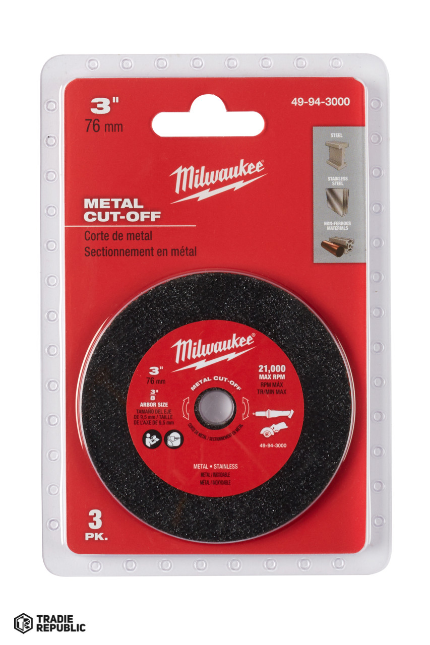 49943000 Milwaukee M12 Fcot Metal Cut-Off Disc 3 pk