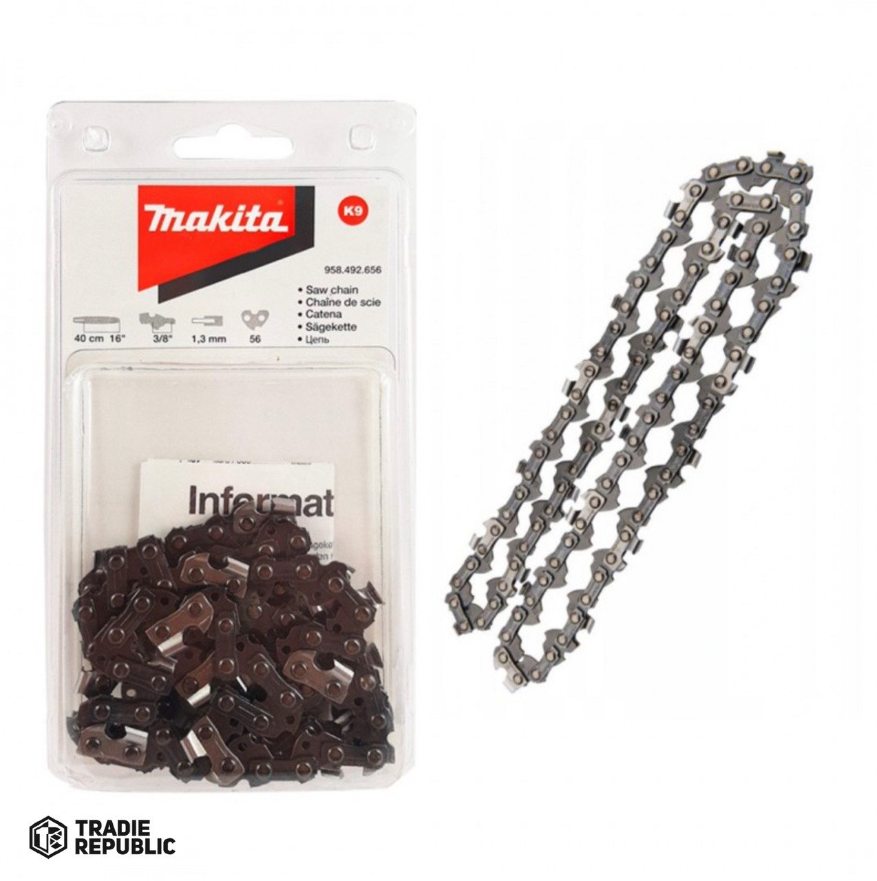 958.492.656 Makita Spare 40cm 16'' Chain For Chainsaw K9