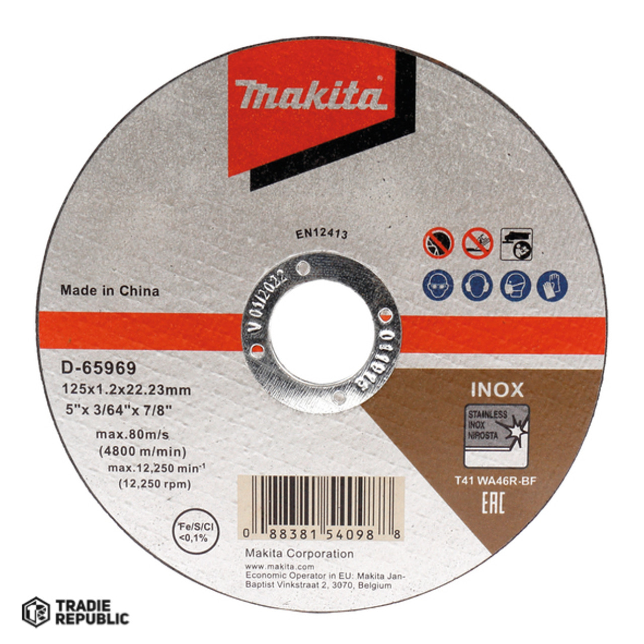 D-65969-10 Makita Cutoff Disc 125x1.2x22mm 10pc