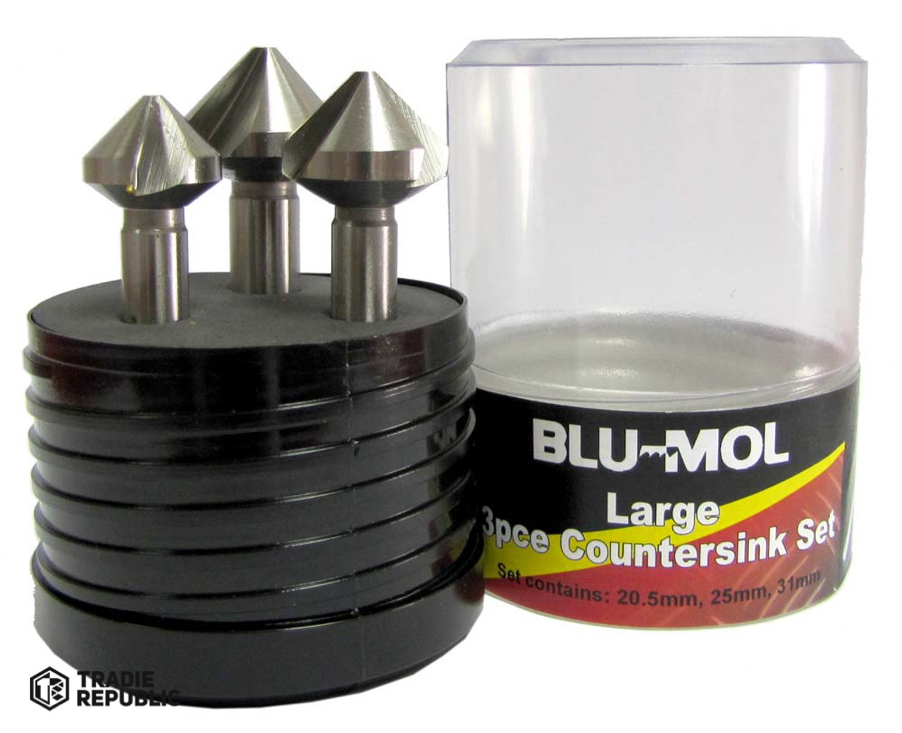 BL370-CSK01 BLU-MOL  3PCE Countersink Set 90DEG (20.5, 25 ,31mm)