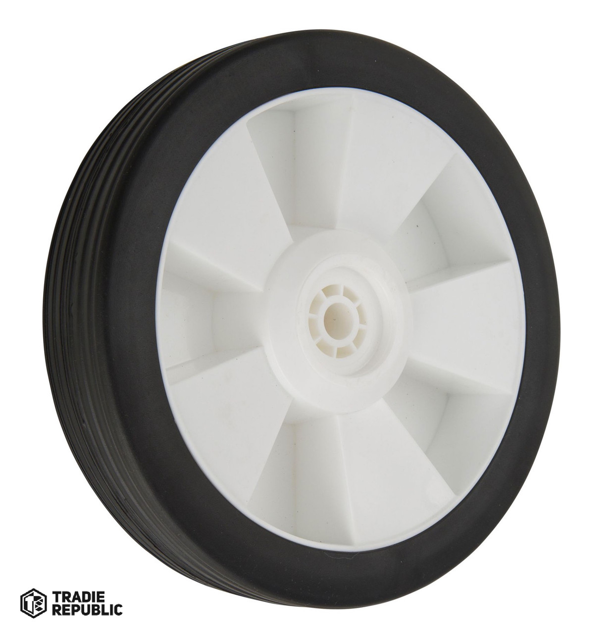LPB150 Wheelco Wheel White Plastic Ctr P/Bore PVC-Tyre 150mm