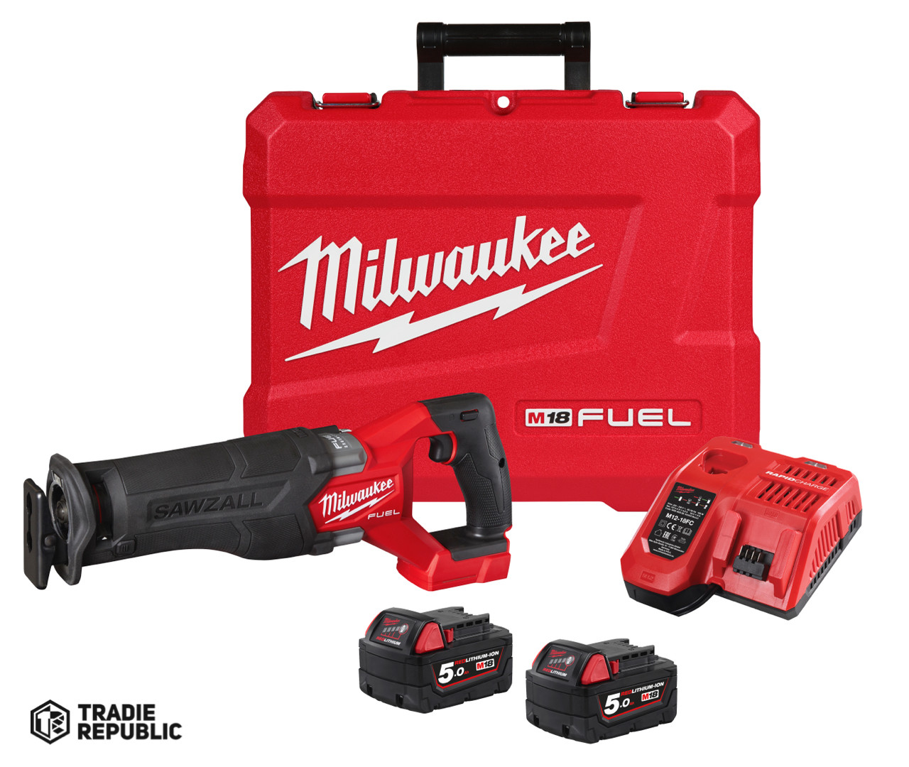 M18CSX2-502C Milwaukee M18 FUEL SAWZALL - KIT includes 2x5Ah batteries, rapid charger and case