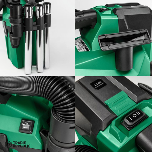 RP18DA(W4Z) HiKOKI RP18DA(W4Z) 18V Li-ion Cordless HEPA 13 Wet & Dry Vacuum Cleaner - Skin Only