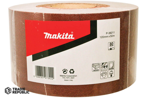 P-38233 Makita Abrasive Sanding Roll 120Grit 120mmx50M