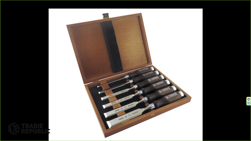 NX-CH6-WPR-BV Narex Wood Line Profi Set of Bevel Edge Chisels - 6 Piece Set in Presentation Box