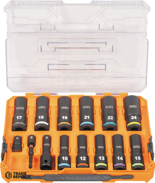 A-65111IMPCTM Klein KNECT™ 1/2-Inch Drive Deep Well Impact Socket Set Metric 14-Piece