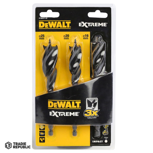 DT90237-QZ DeWalt Spade Bit Tri Flute Ext 3Pc Set 152mm