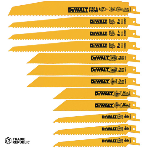 DW4892 DeWalt Recip Blade Set Wood Metal Rescue 12Pc Set With Case 