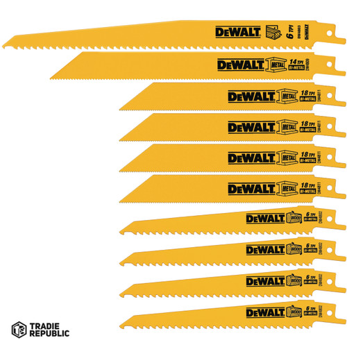 DW4898 DeWalt Recip Blade Set Wood Metal 10Pc Set With Case 