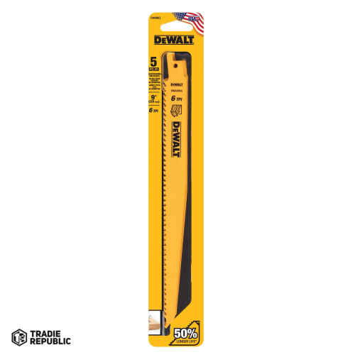 DW4803 DeWalt Recip Blade Wood 228mm (9) 6TPI 5Pc