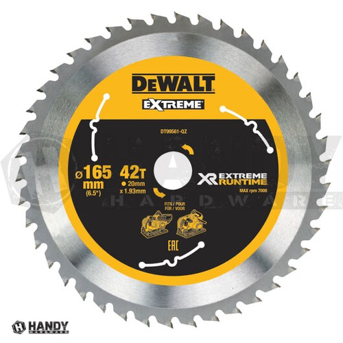 DT99561-QZ DeWalt Saw Blade XR Extreme Runtime 165mm x 20 42T Wood