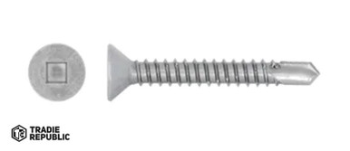Galv CL3 CSK Square Drive Self Drilling Full Thread Screw - Tradie Republic
