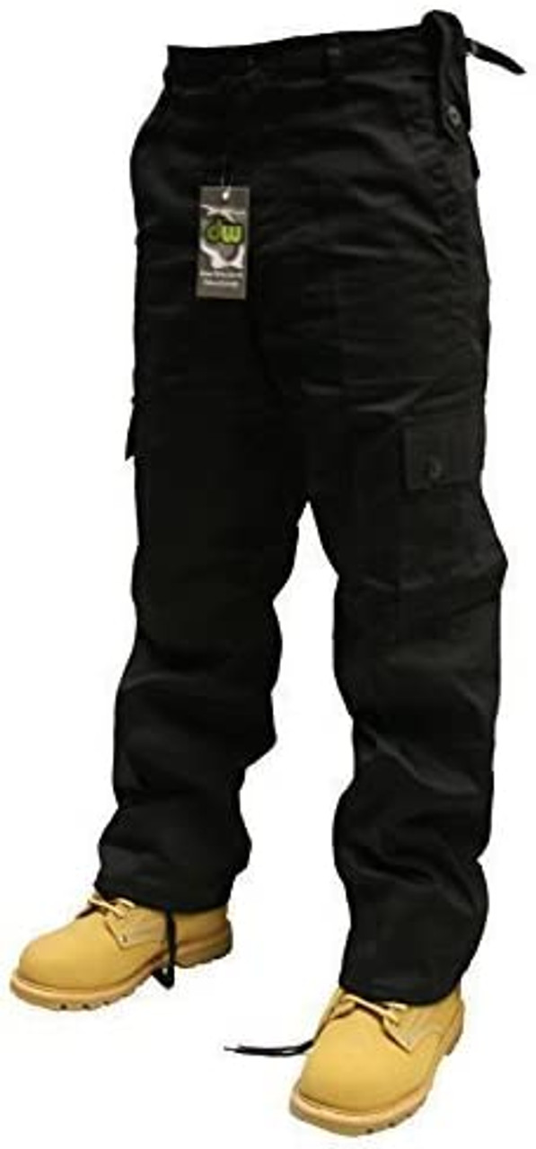 Mens RSW Cargo Combat Work Trousers Size 30 to 42  Black or Navy Chino  Pants  eBay