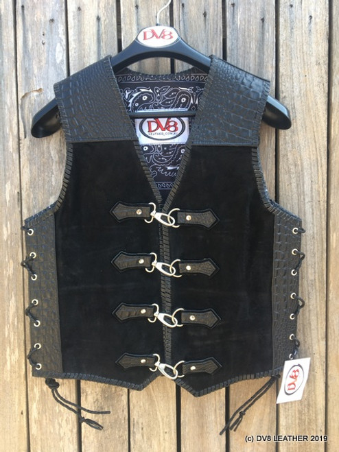 Leather biker vests & belts, Crocodile skin vests & belts