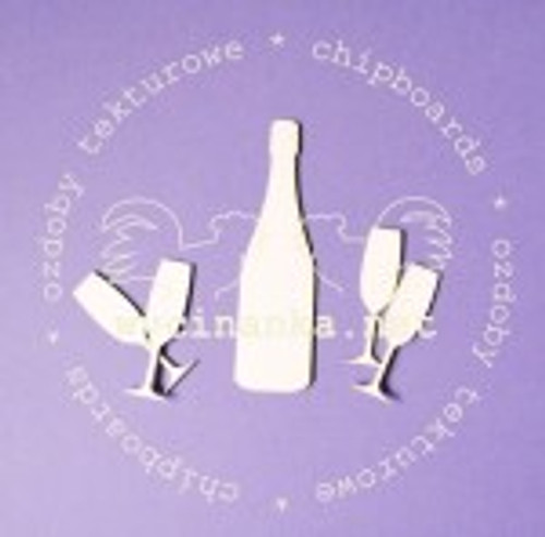W01007 Champagne flaske og 4 glas