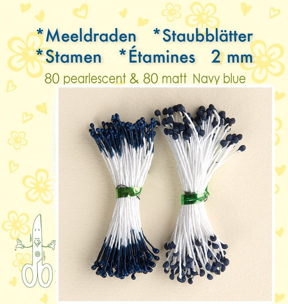 Leane Stamen 2mm 80 Matt + 80 Pearl "Navy Blue" 26.4414