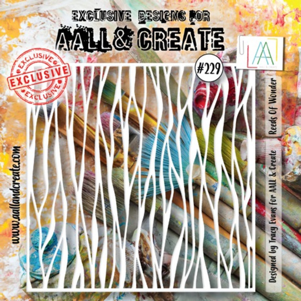 Aal and Create #229  Stencil 6x6 Inch Reeds Of Wonder