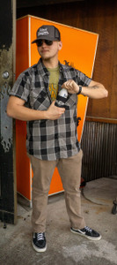 New for 2026! Men's Black Dragon Bamboo Gray Plaid Shirt