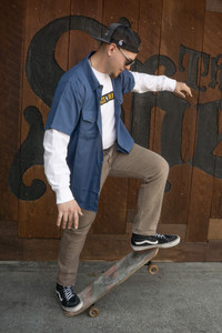 New for 2026! Men's Black Dragon Bamboo Solid Blue Shirt