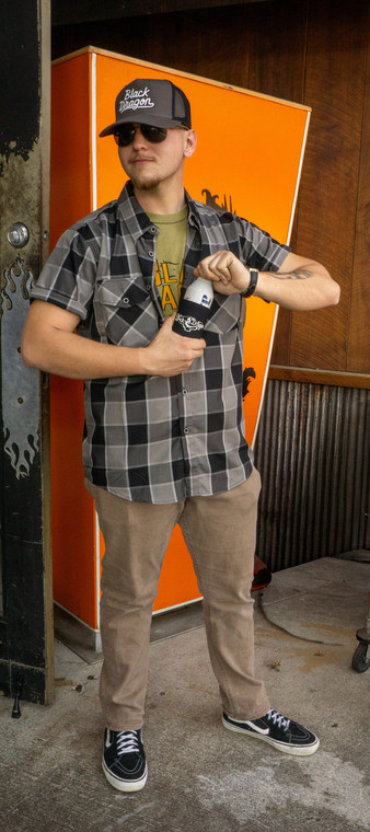 New for 2026! Men's Black Dragon Bamboo Gray Plaid Shirt